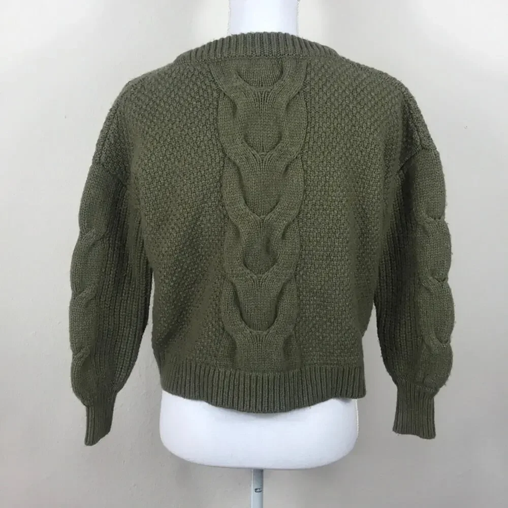 J. Crew Cable Knit Balloon Sleeve Sweater.